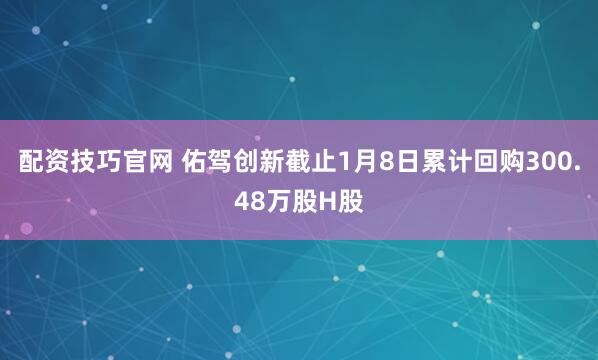 配资技巧官网 佑驾创新截止1月8日累计回购300.48万股H股