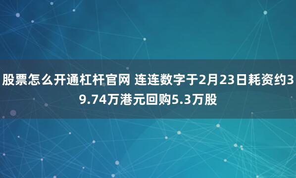 股票怎么开通杠杆官网 连连数字于2月23日耗资约39.74万港元回购5.3万股